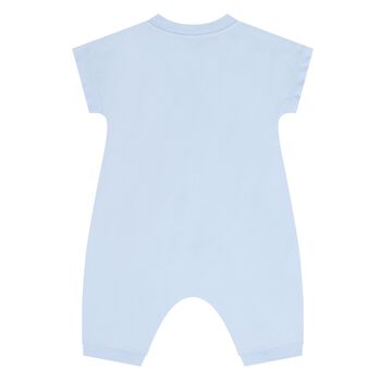 Baby Boys Blue Teddy Bear Logo Romper