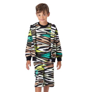 تيشيرت أولاد بخطوط متعرجة متعدد الألوان