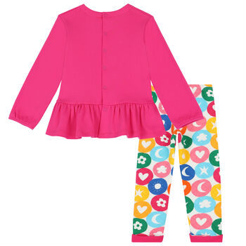 Younger Girls Pink & Ivory Trousers Set