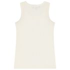 Girls Beige Logo Sleeveless Top, 1, hi-res
