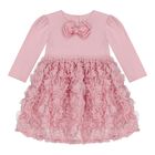 Baby Girls Pink Tulle Rose Dress, 1, hi-res