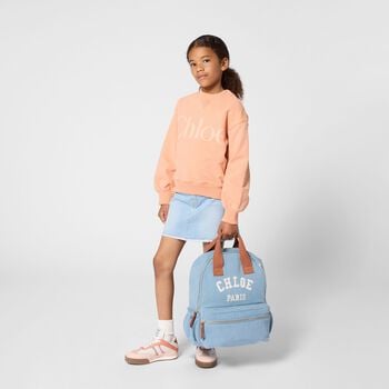 Girls Blue Logo Denim Backpack