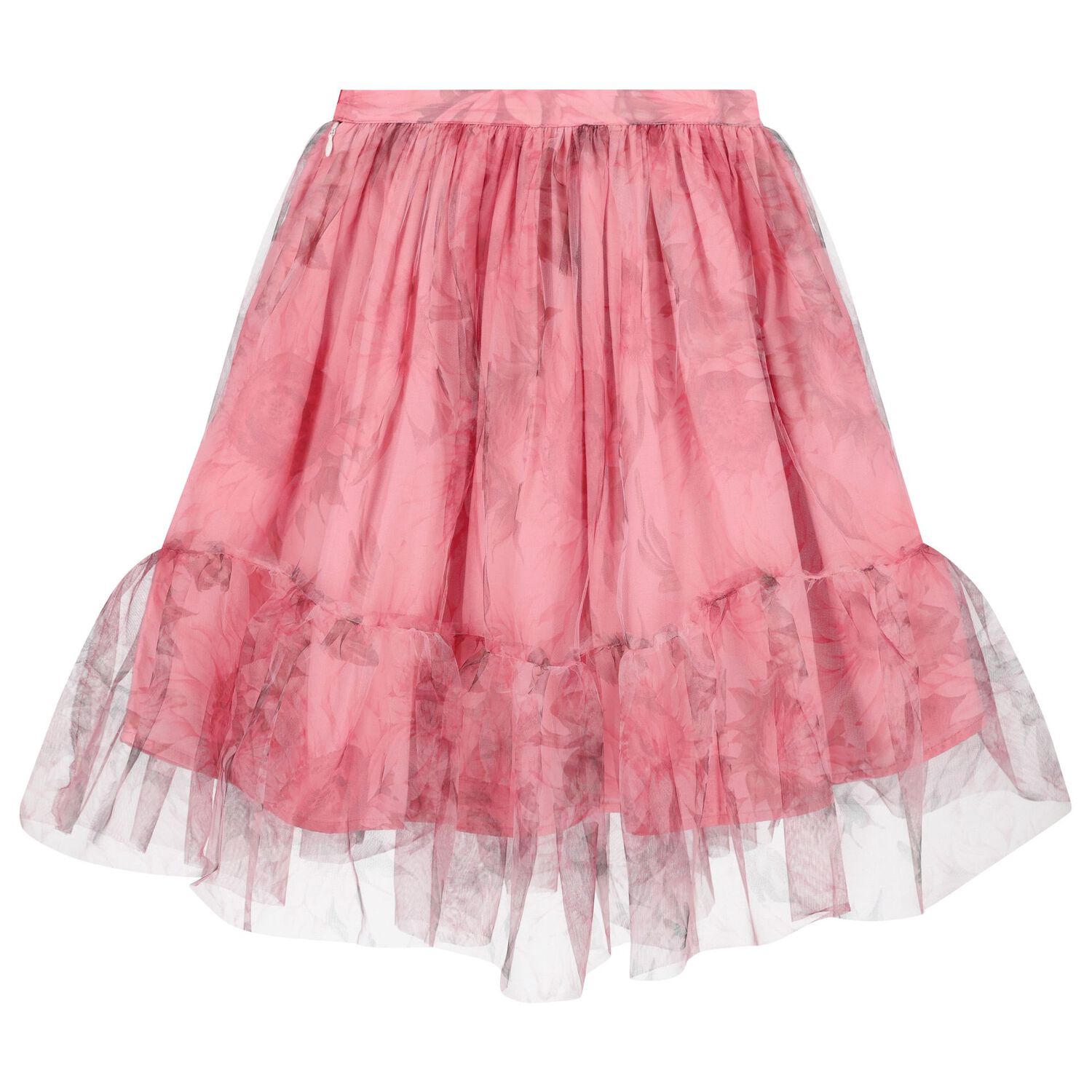 Girls White & Pink Floral Tulle Skirt Set, 1, hi-res image number null
