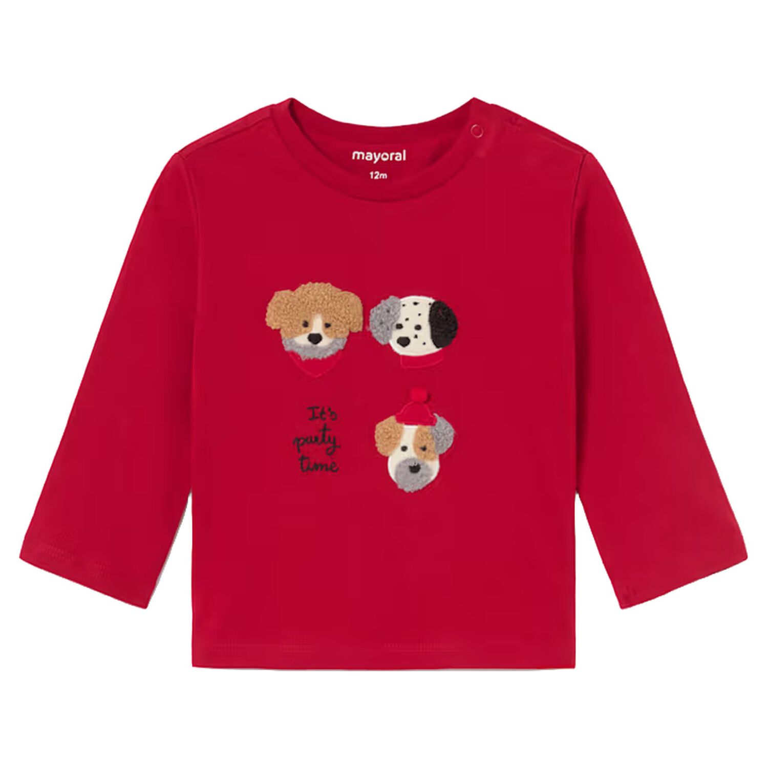 Younger Boys Red Puppies Long Sleeve Top, 1, hi-res