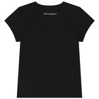 Girls Black Logo T-Shirt, 2, hi-res