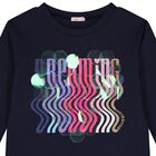 Girls Navy Blue Sequins Long Sleeve Top, 1, hi-res