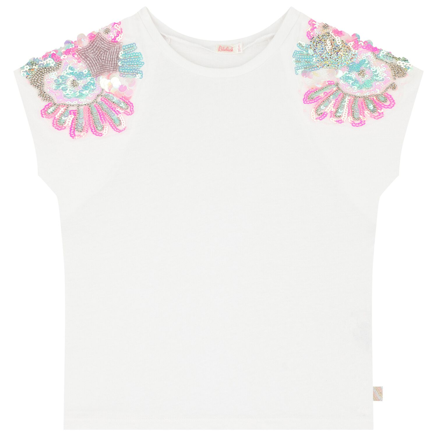 Girls White Sequin T-Shirt, 1, hi-res image number null