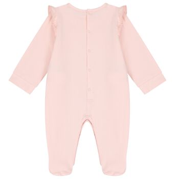Baby Girls Pink Logo Ruffled Babygrow