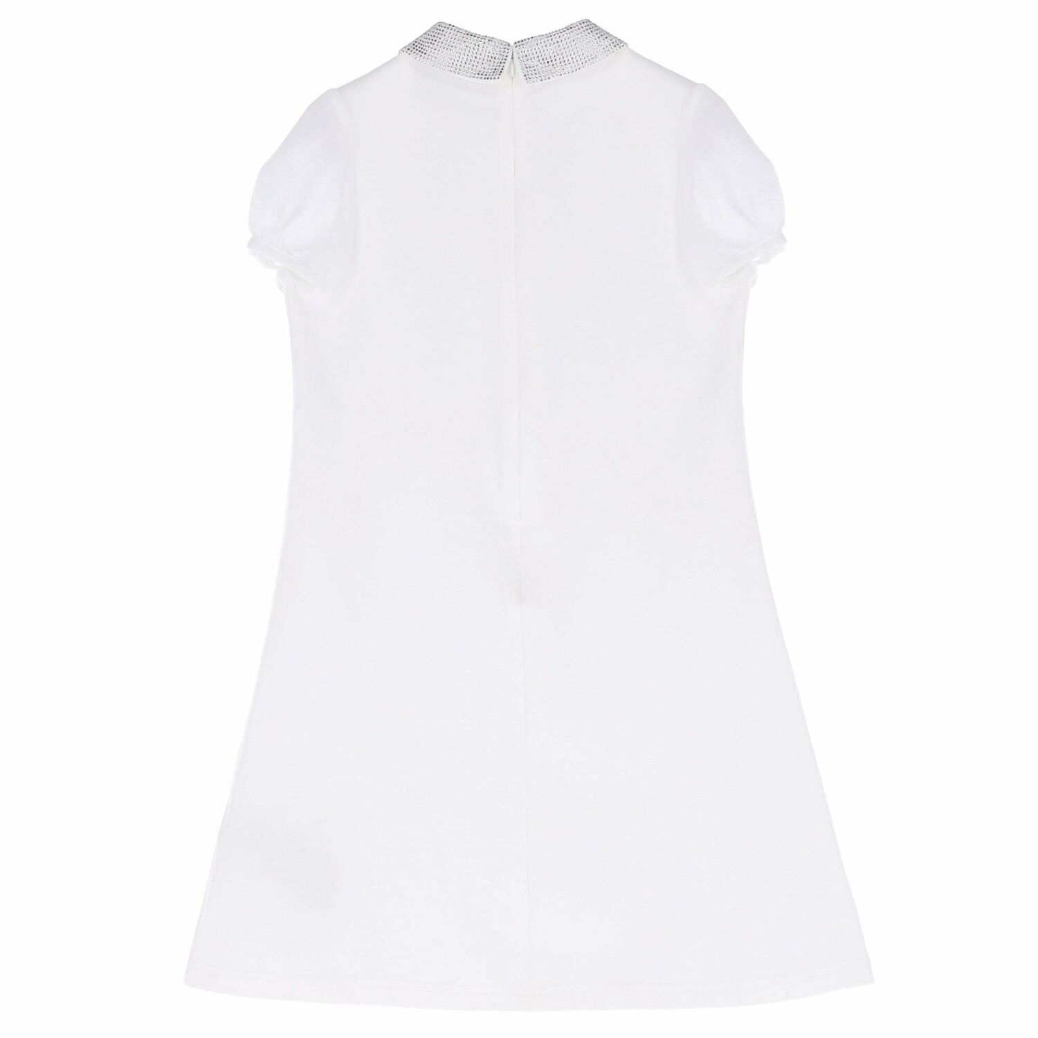 Girls White Embellished Dress, 1, hi-res