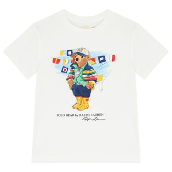 Boys White Logo Polo Bear T-Shirt
