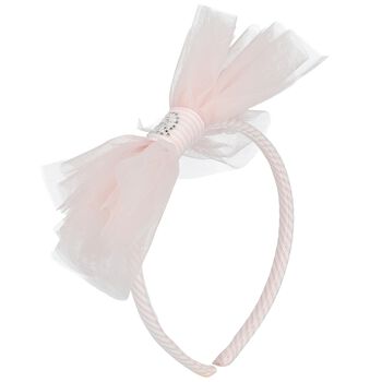 Girls Pink Tulle Bow Headband