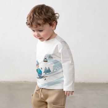 Younger Boys Beige Lion Joggers