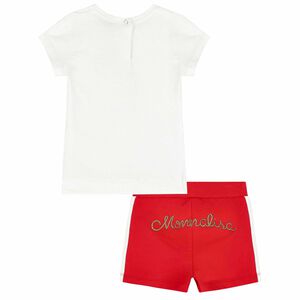 Younger Girls White & Red Shorts Set