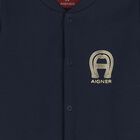 Baby Boys Navy Blue & Gold Logo Babygrow , 3, hi-res
