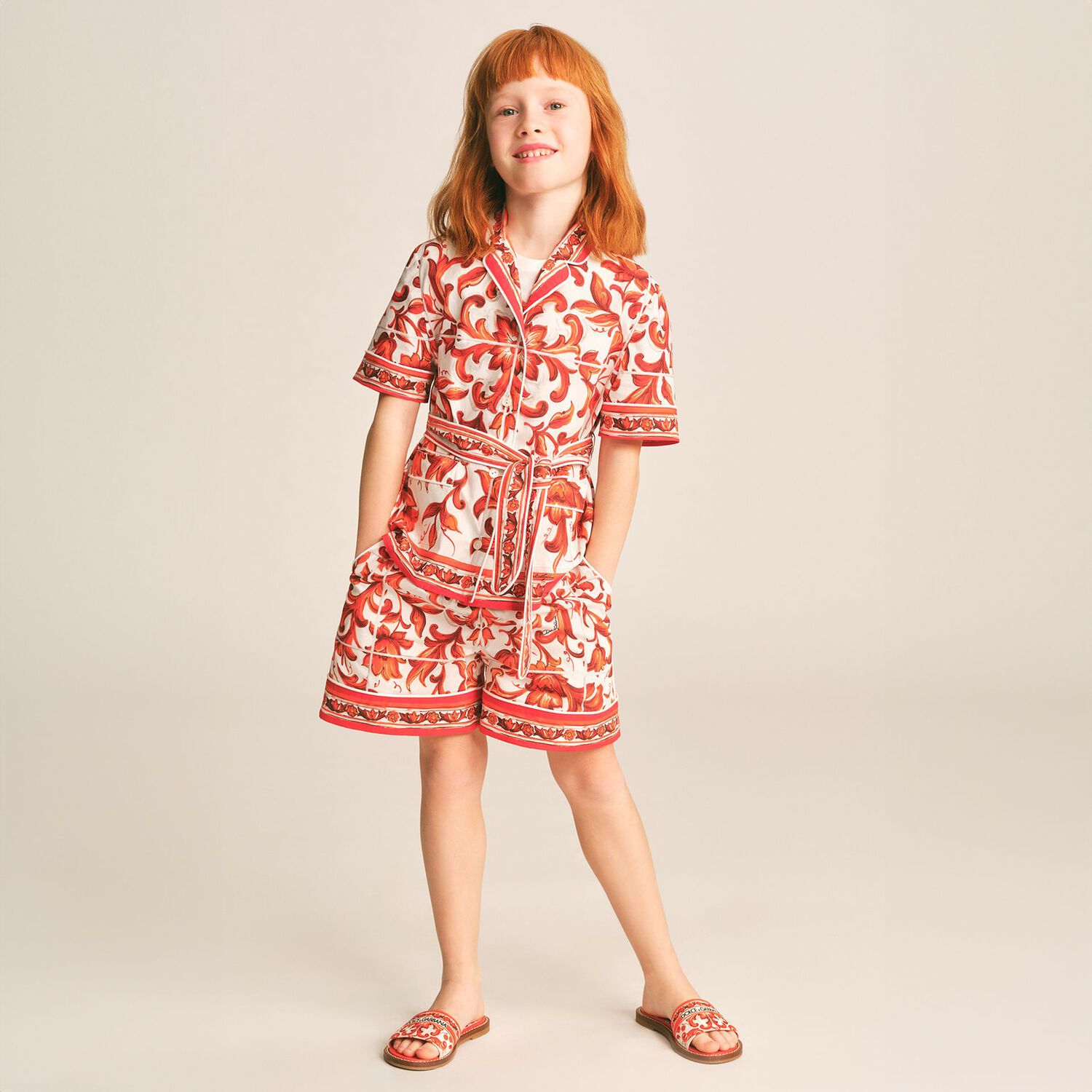 Girls White & Orange Canvas Majolica Sliders, 1, hi-res