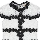 Girls White & Black Embroidered Floral Dress , 1, hi-res