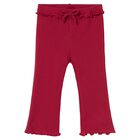 Younger Girls Red Ribbed Leggings, 1, hi-res