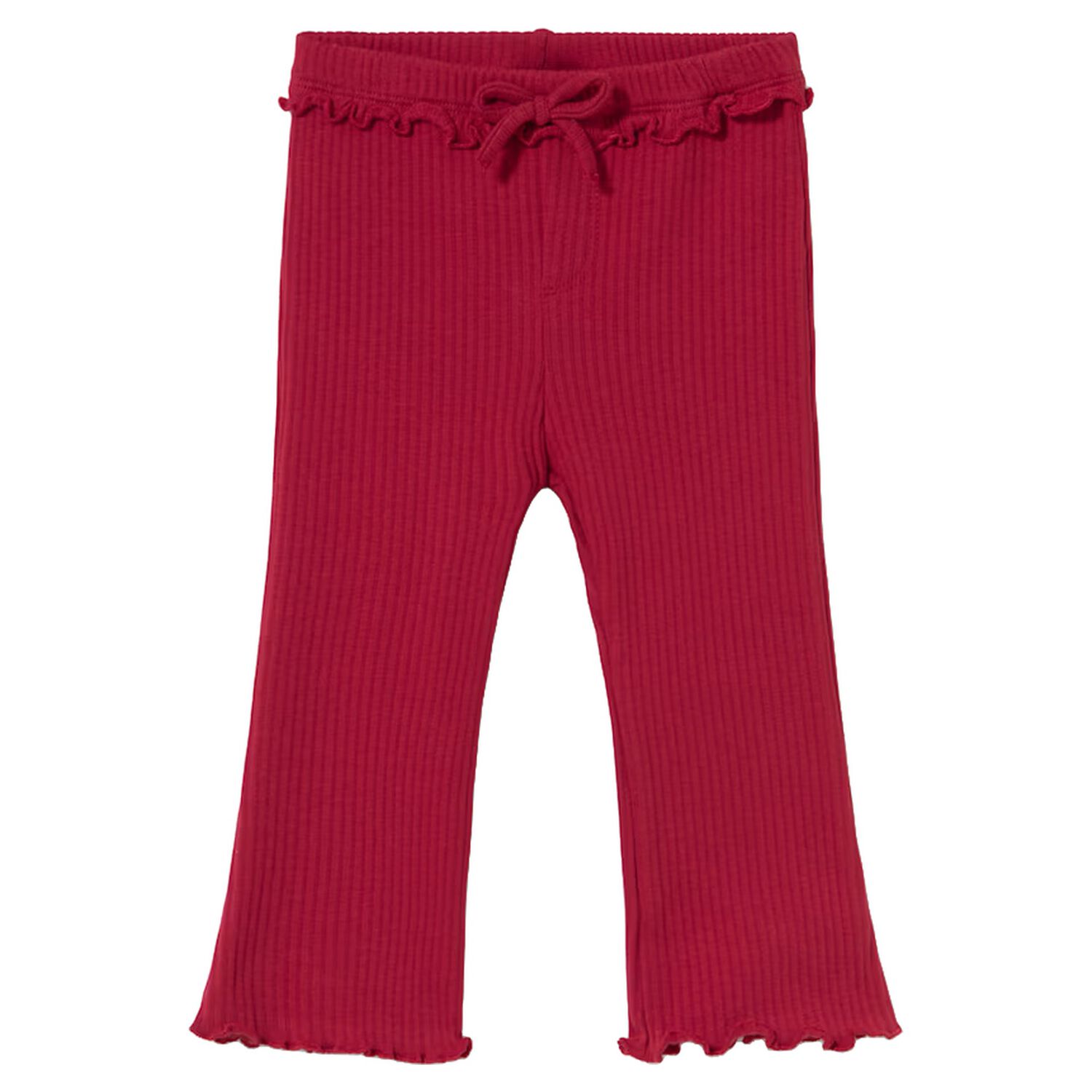 Younger Girls Red Ribbed Leggings, 1, hi-res