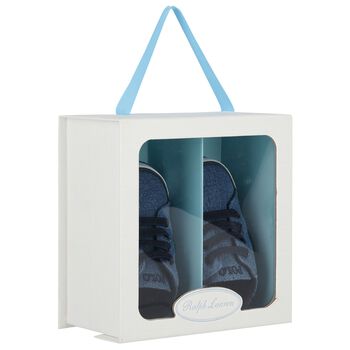 Baby Boys Denim Blue Logo Pre Walker Shoes, 1 Baby Boys Denim Blue Logo Pre Walker Shoes