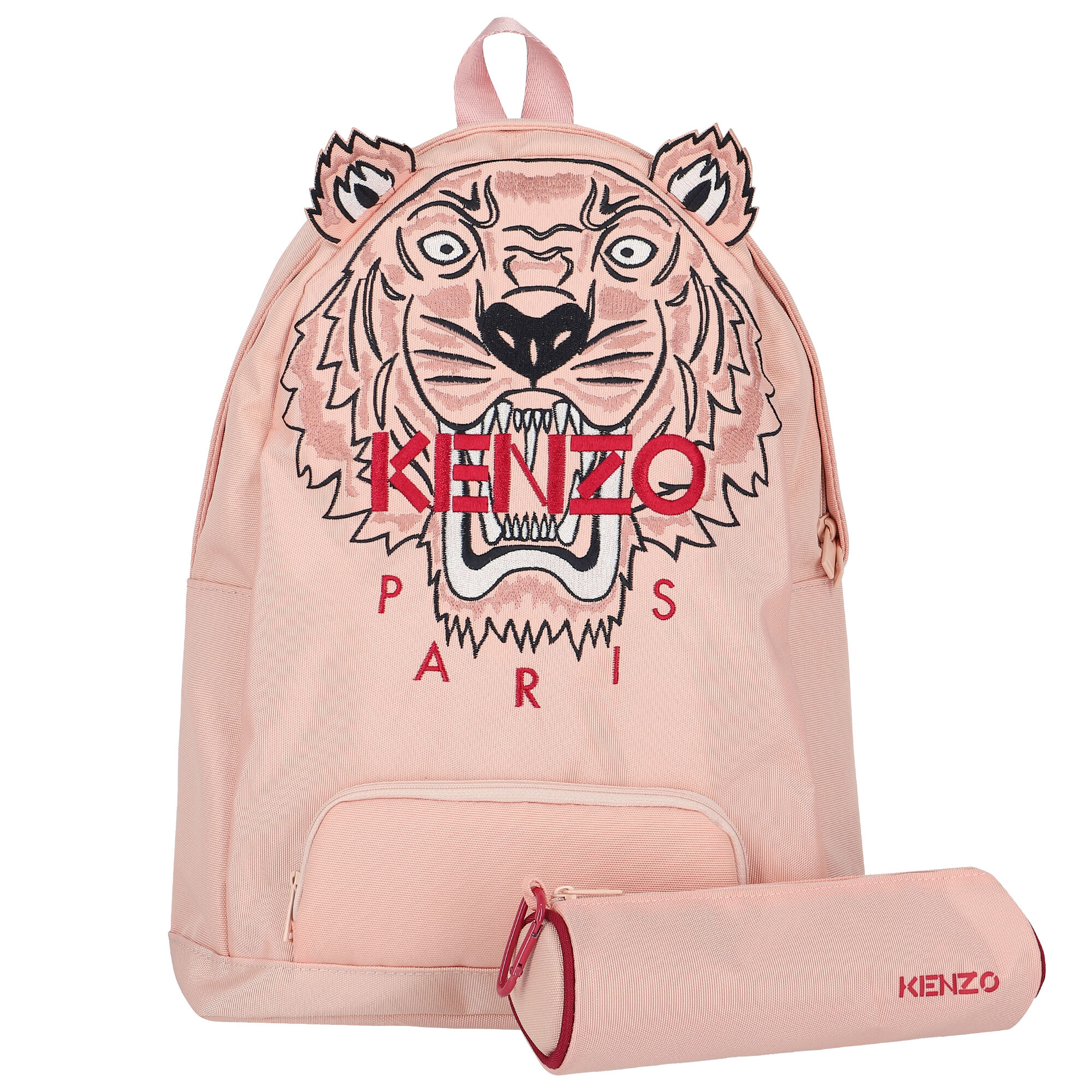 KENZO KIDS Girls Pink Tiger Logo Backpack 37CM | Junior Couture USA