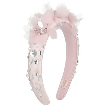 Girls Pink Flower Satin Headband