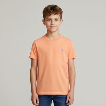 تيشيرت أولاد بالشعار باللون البرتقالي