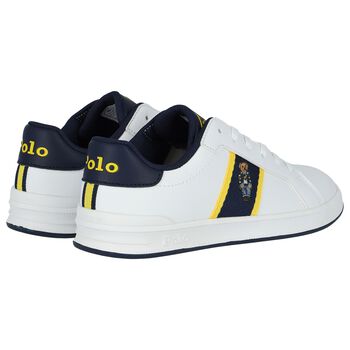 Boys White & Navy Blue Trainers