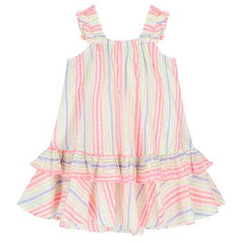 Girls Multi-Coloured Stripes Embellished Dress