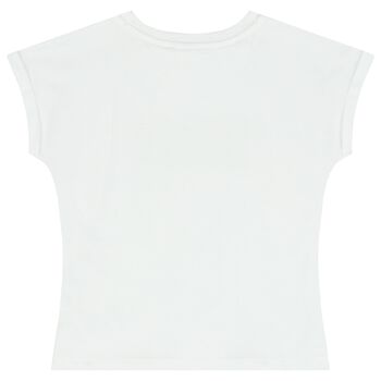 Girls White Studded Logo T-Shirt