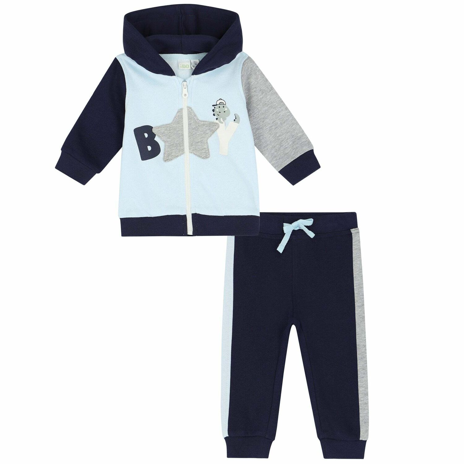 Baby Boys Blue & Grey Tracksuit, 1, hi-res