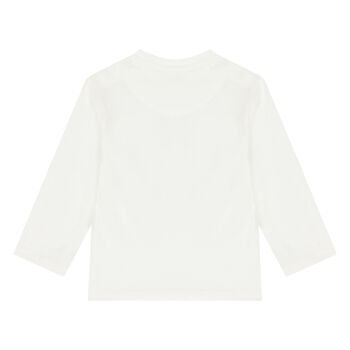 Younger Boys White Slogan Long Sleeve Top
