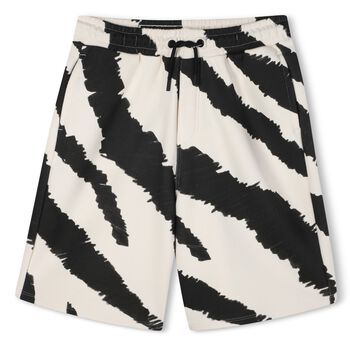 Boys Black & Ivory Zebra Shorts