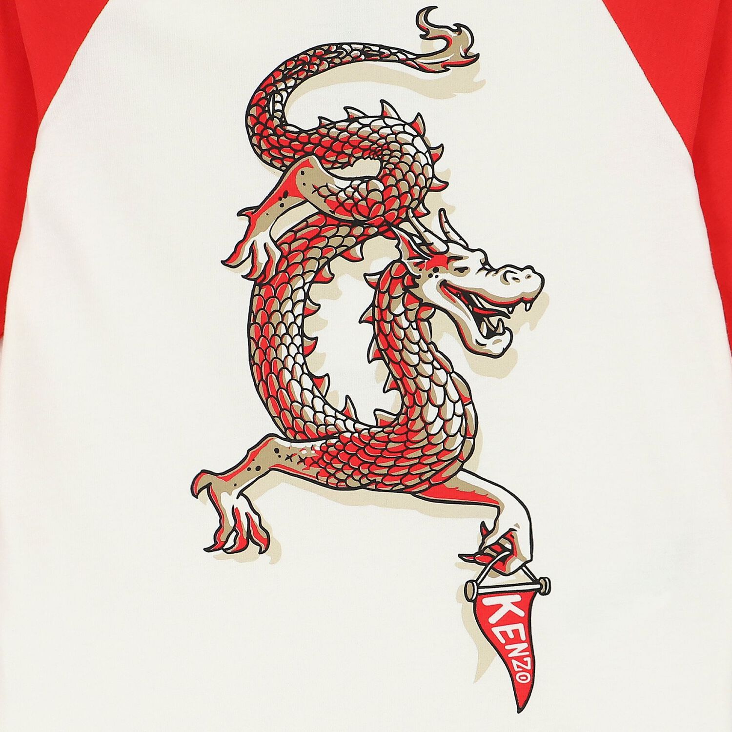 Boys Ivory & Red Dragon Long Sleeve Top, 1, hi-res