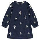 Girls Denim Blue Embellished Dress, 1, hi-res