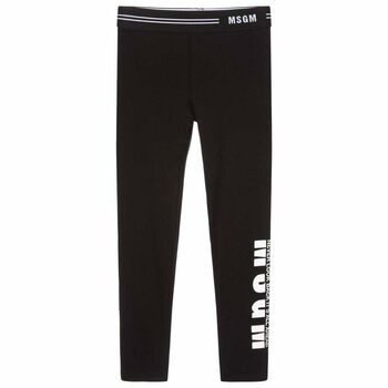 Girls Black Logo Leggings