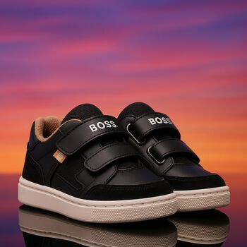 Boys Black Logo Trainers