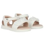 Younger Girls White Logo Sandals, 2, hi-res