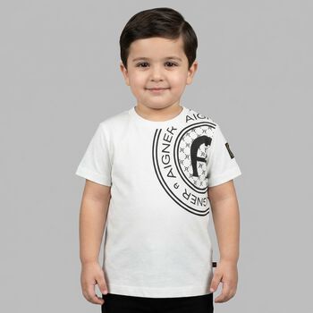 Younger Boys White Logo T-Shirt