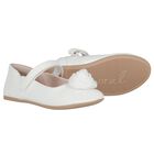 Girls White Flower Shoes, 1, hi-res