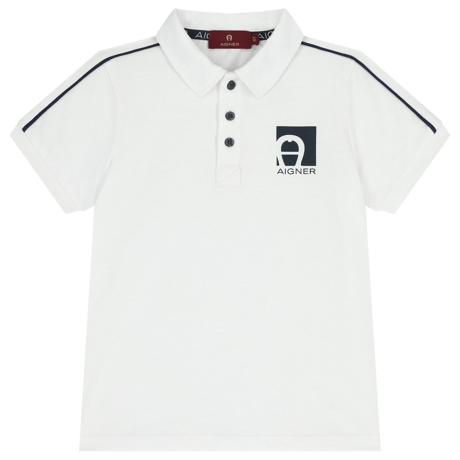 Boys White Logo Polo Shirt, 1, hi-res