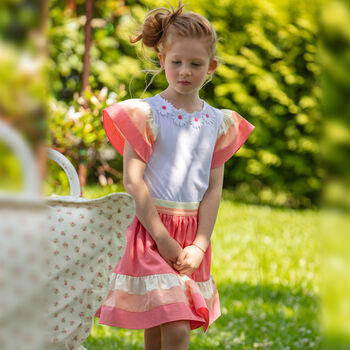 تنورة بنات قطن باللون الوردي 