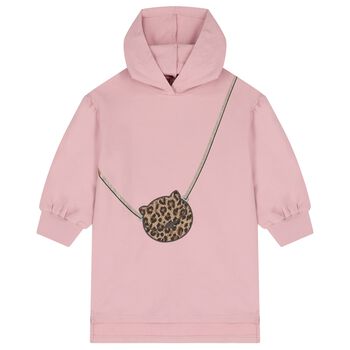 Girls Pink Bag Hooded Dress
