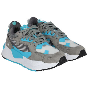 White, Grey & Blue RS-Z Minecraft Jr Trainers