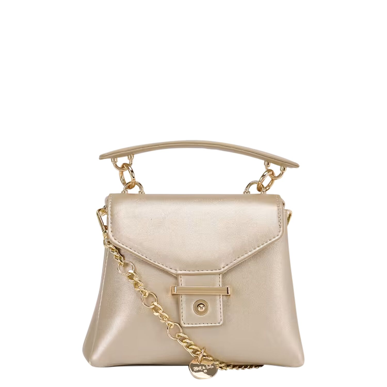 Girls Gold Leather Handbag, 2, hi-res