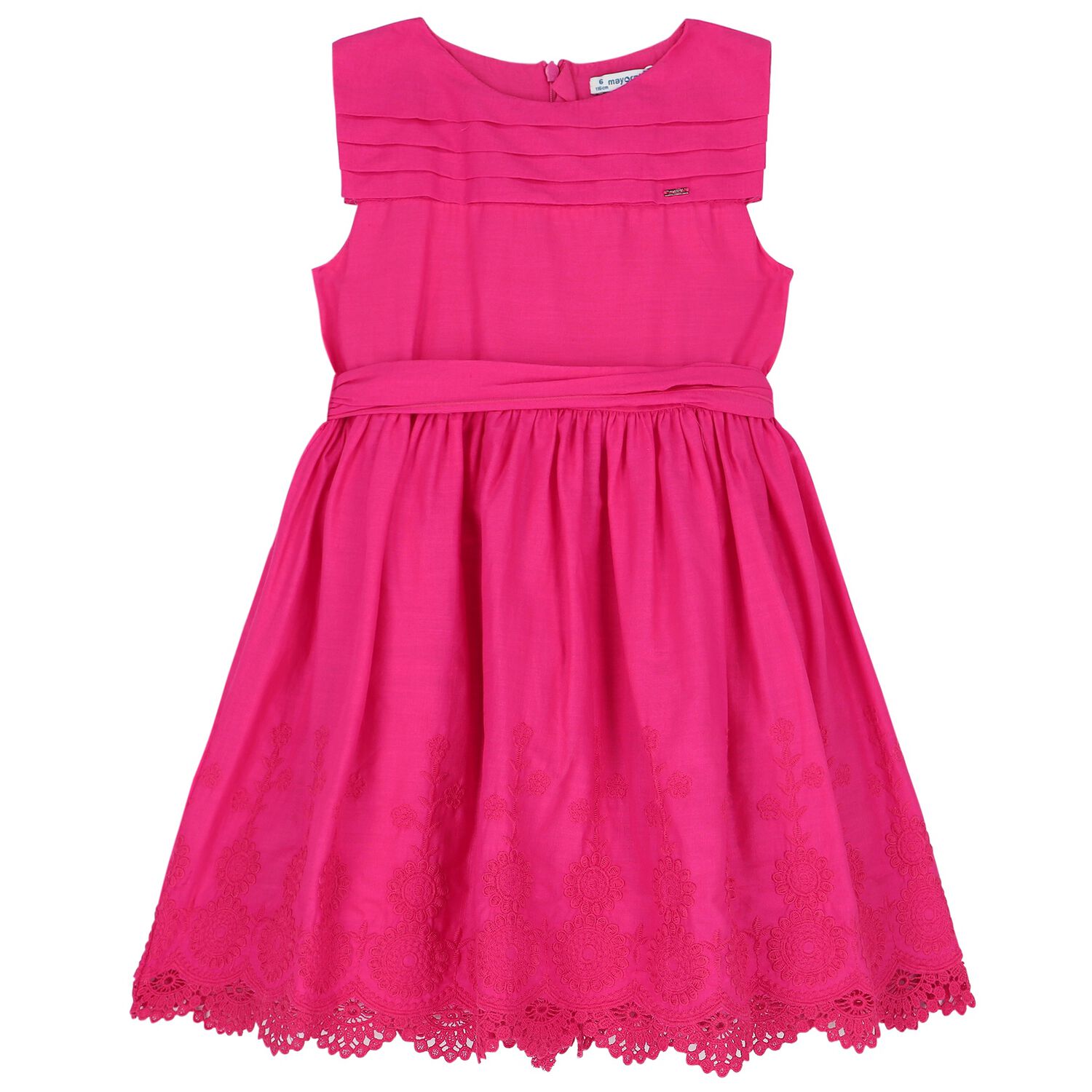 Girls Pink Embroidered Dress, 3, hi-res