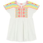 فستان بنات للشاطئ مطرز باللون الأبيض, 1, hi-res