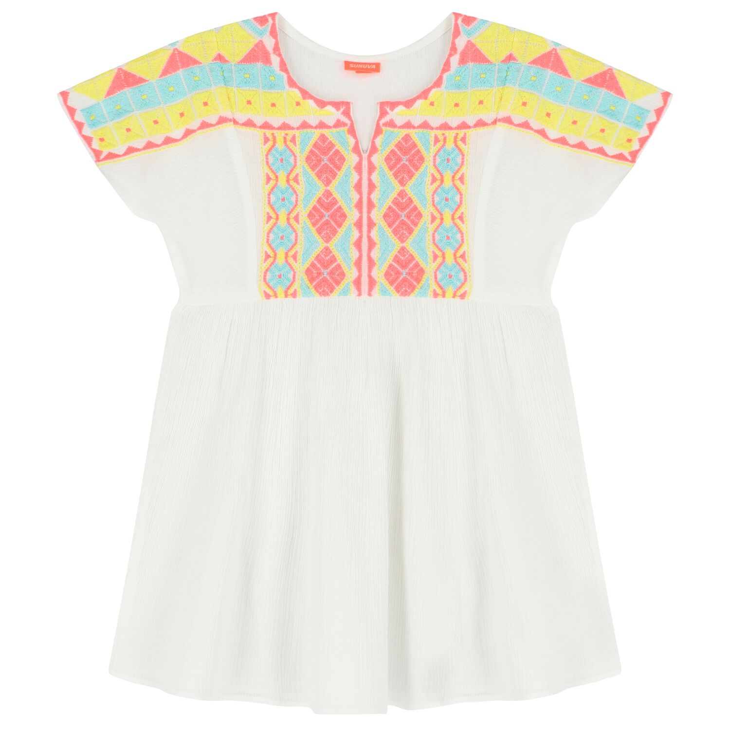 فستان بنات للشاطئ مطرز باللون الأبيض, 1, hi-res image number null