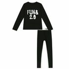 Girls Black Printed Leggings Set, 1, hi-res