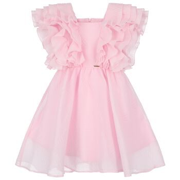 Girls Pink Ruffled Dress