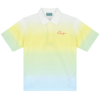 Boys Yellow & Blue Ombre Logo Polo Shirt